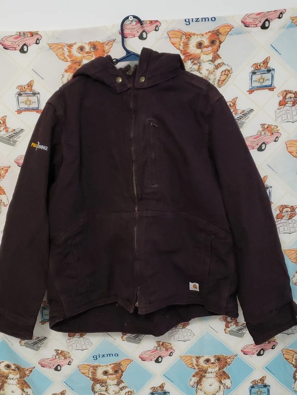 Carhartt Hooded Lined Work Jacket dusty Plum Fit Pockets Size XL
